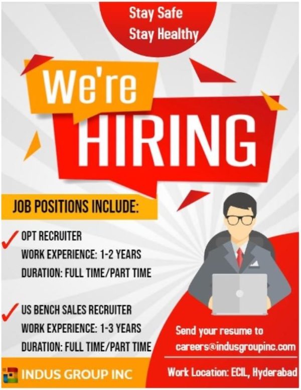 Hiring Bench Sales Recruiters & Opt Recruiters Job Consultancy