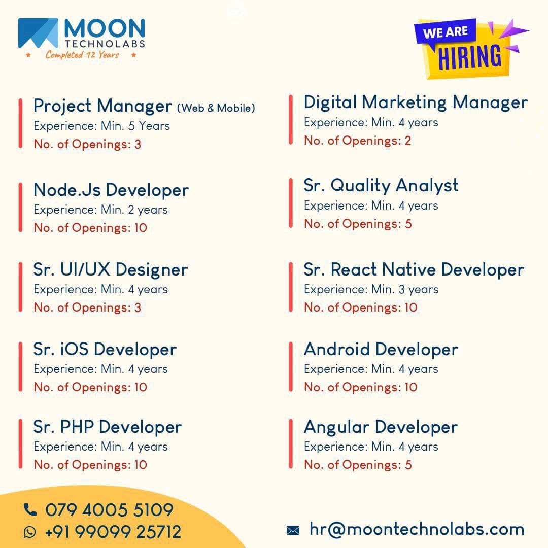 Software Developer Jobs, vacancies at Moon Techno Labs