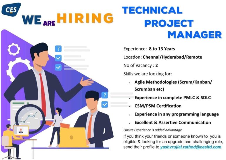 CES Hiring Technical Project Manager jobs india